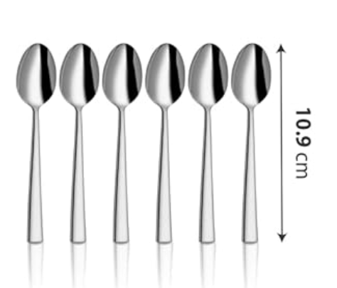 Shri & Sam Stainless Steel Lotus Plain Coffee Spoon,6 Pieces - Image 2